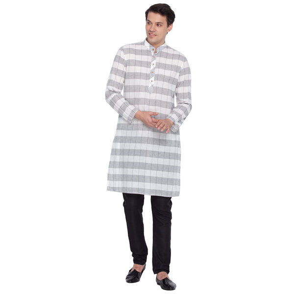 Men's White Cotton Kurta and Pyjama Set - Vastramay