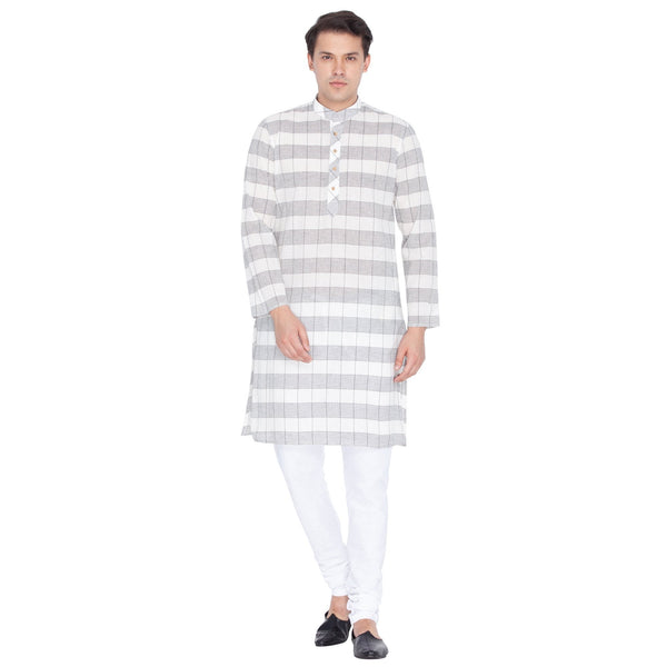 Men's White Cotton Kurta and Pyjama Set - Vastramay