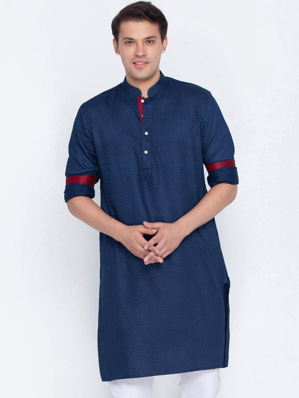 Men's Blue Cotton Kurta - Vastramay