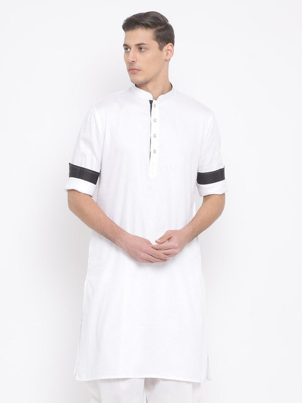 Men's White Cotton Kurta - Vastramay