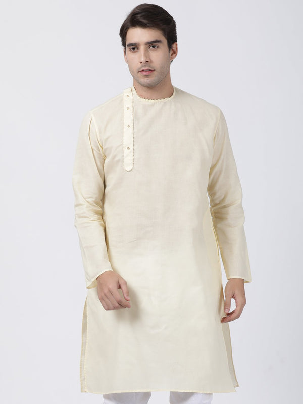 Men's White Cotton Blend Kurta - Vastramay