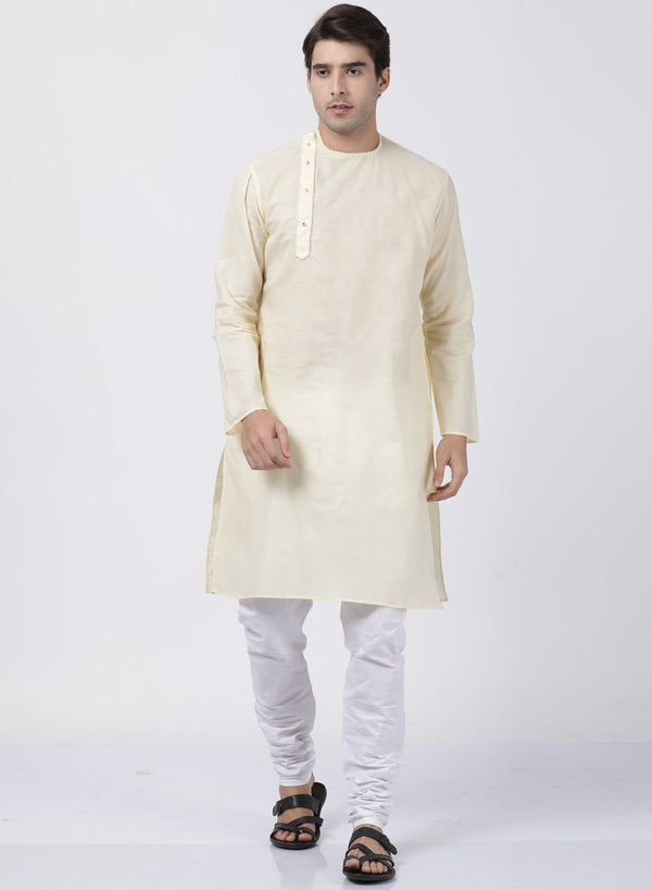 Men's White Cotton Blend Kurta and Pyjama Set - Vastramay