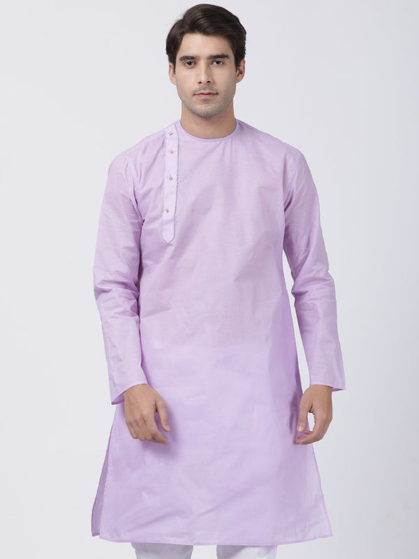 Men's Purple Cotton Blend Kurta - Vastramay