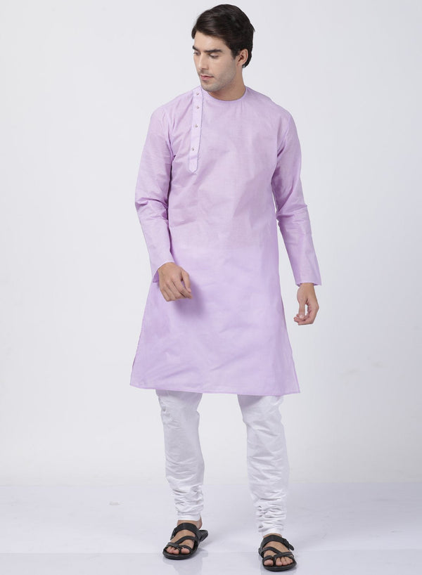 Men's Purple Cotton Blend Kurta and Pyjama Set - Vastramay