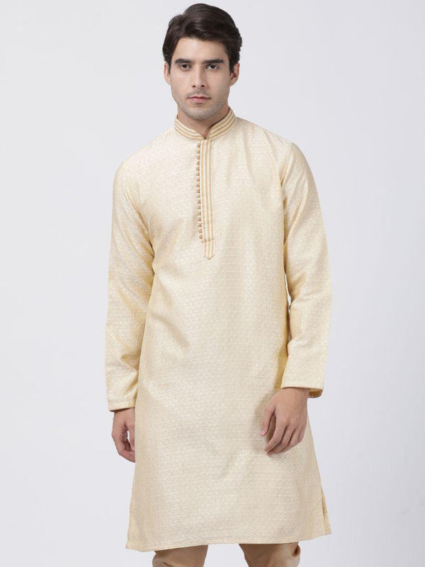 Men's White Cotton Silk Blend Kurta - Vastramay