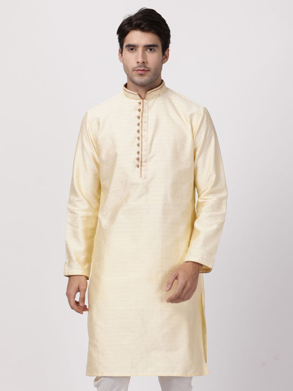 Men's White Cotton Silk Blend Kurta - Vastramay