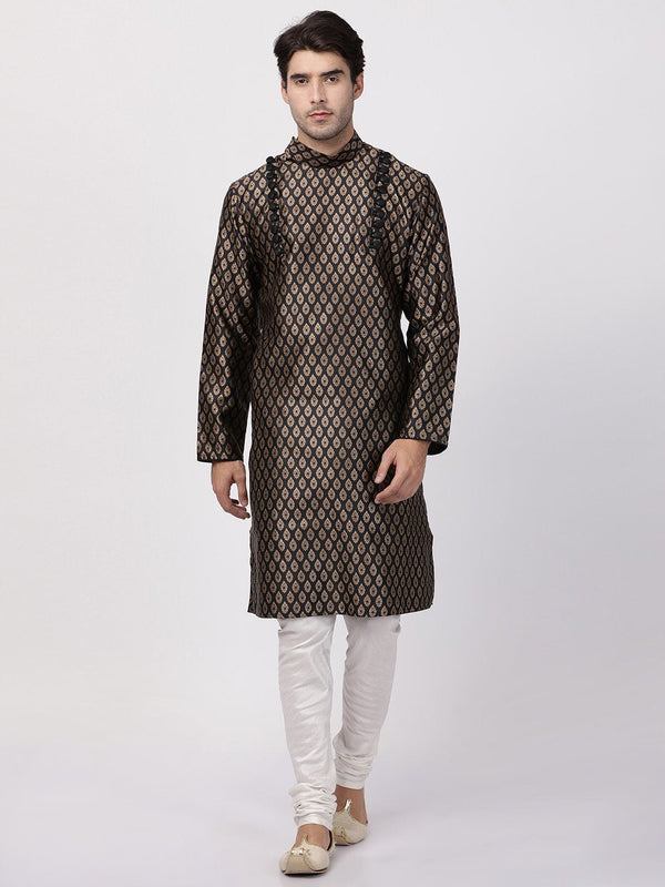 Men's Black Cotton Silk Blend Kurta and Pyjama Set - Vastramay