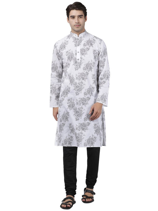 Men's White Cotton Kurta and Pyjama Set - Vastramay