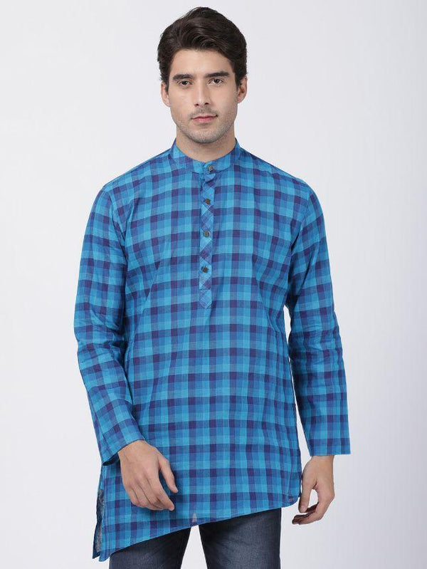 Men's Blue Pure Cotton Kurta - Vastramay