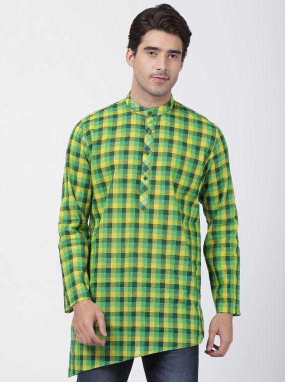 Men's Green Pure Cotton Kurta - Vastramay