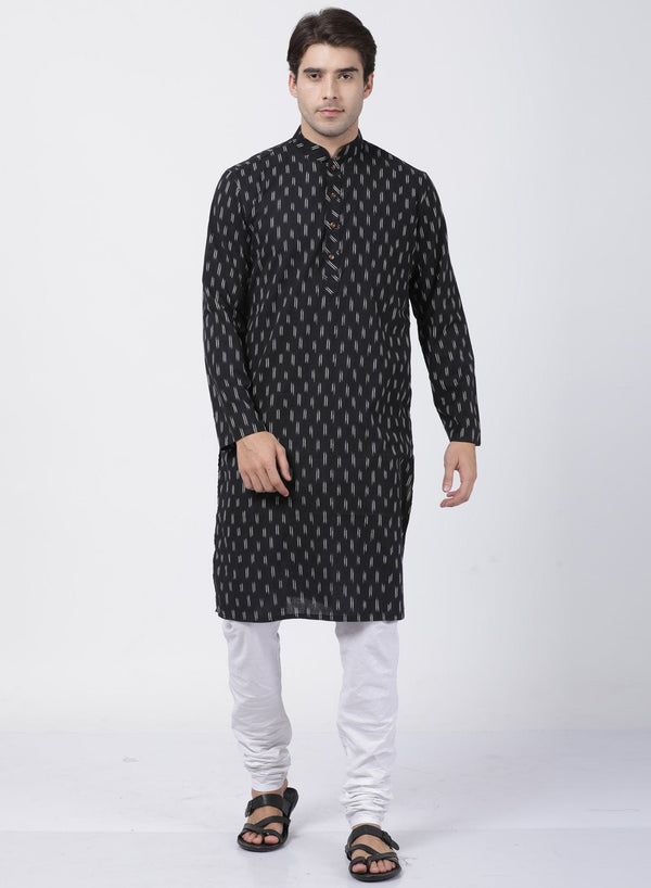 Men's Black Pure Cotton Kurta and Pyjama Set - Vastramay