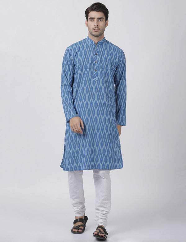 Men's Blue Pure Cotton Kurta and Pyjama Set - Vastramay