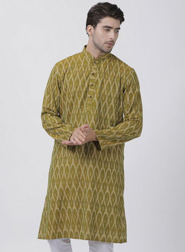 Jashvi Men's Green Pure Cotton Kurta