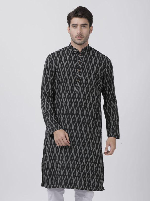 Men's Black Pure Cotton Kurta - Vastramay