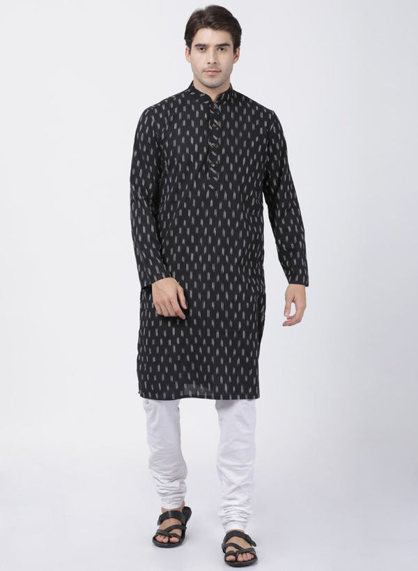 Men's Black Pure Cotton Kurta and Pyjama Set - Vastramay