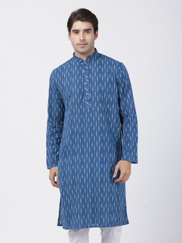 Men's Blue Pure Cotton Kurta - Vastramay