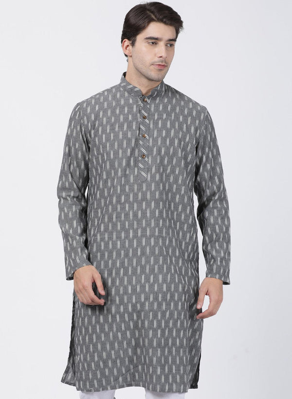 Men's Grey Pure Cotton Kurta - Vastramay