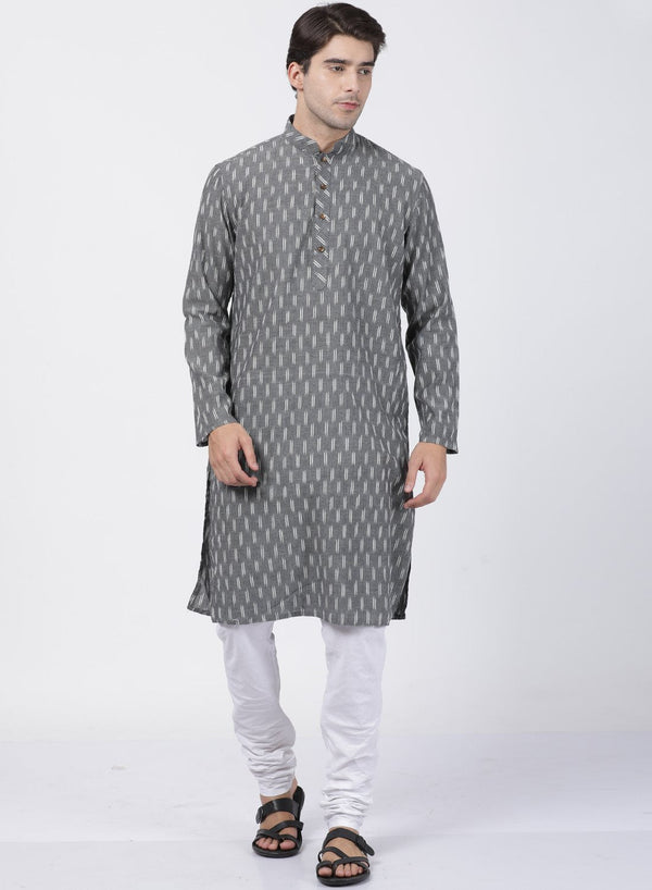 Men's Grey Pure Cotton Kurta and Pyjama Set - Vastramay