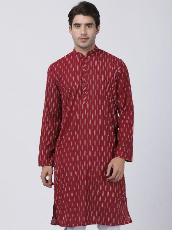 Men's Maroon Pure Cotton Kurta - Vastramay