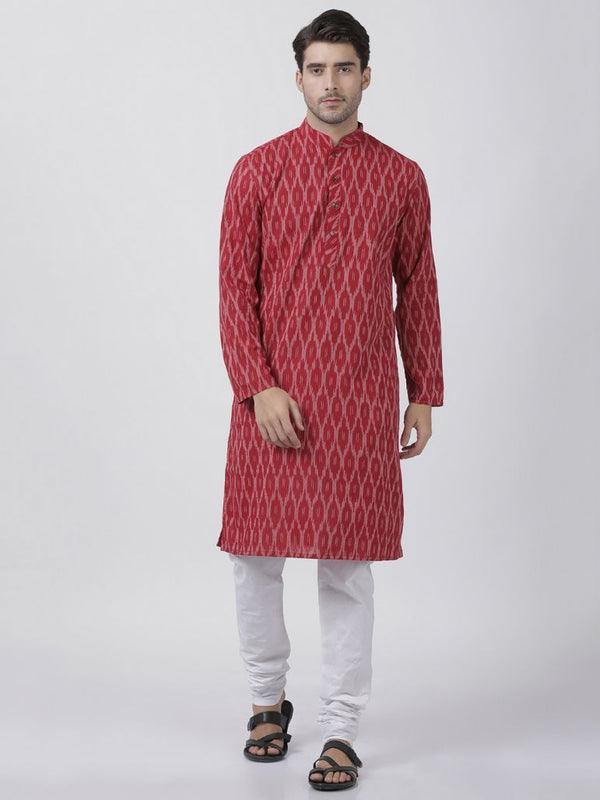 Men's Maroon Pure Cotton Kurta and Pyjama Set - Vastramay