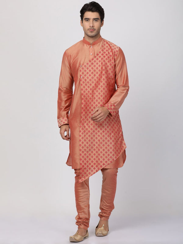 Men's Pink Cotton Silk Blend Kurta and Pyjama Set - Vastramay