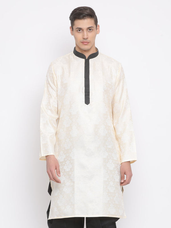 Men's Gold Cotton Silk Blend Kurta - Vastramay