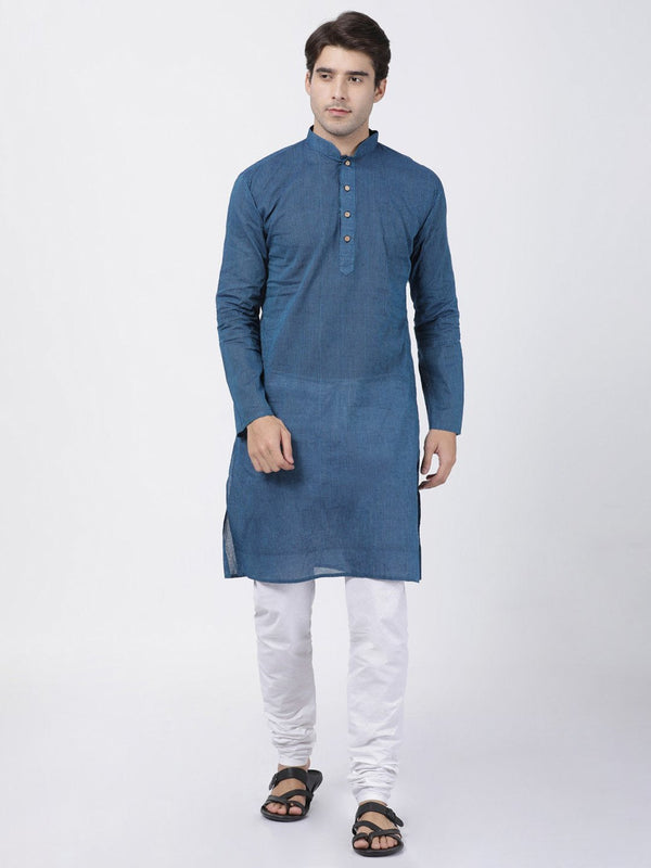 Men's Blue Pure Cotton Kurta and Pyjama Set - Vastramay