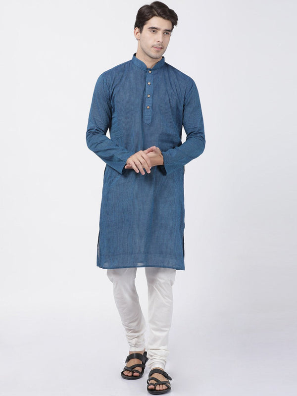 Men's Blue Pure Cotton Kurta and Pyjama Set - Vastramay