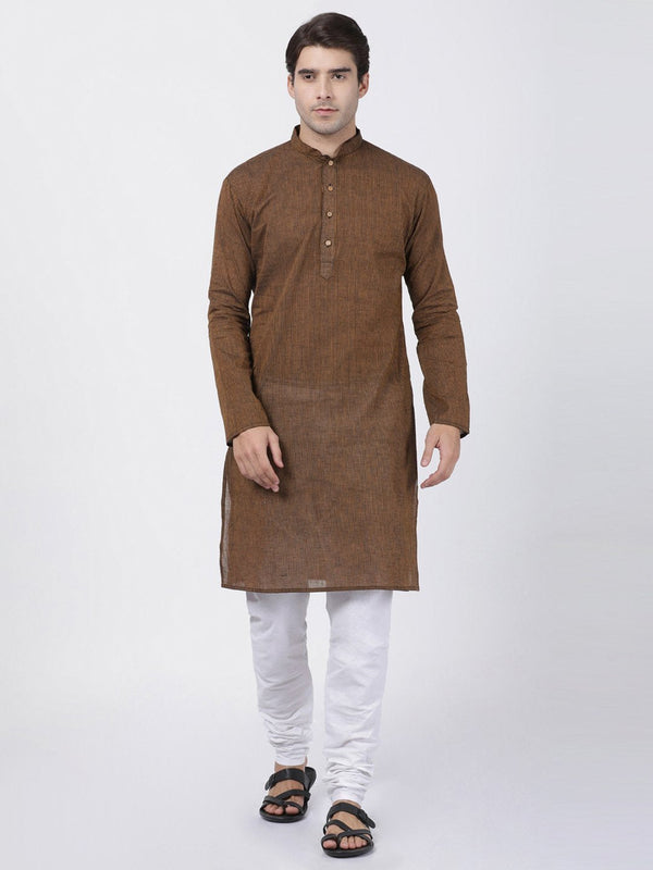 Men's Brown Pure Cotton Kurta and Pyjama Set - Vastramay