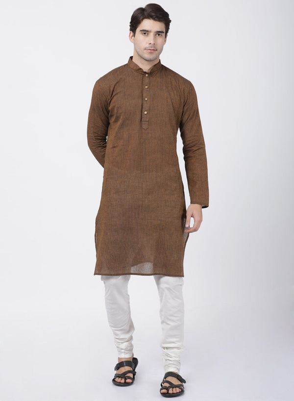 Men's Brown Pure Cotton Kurta and Pyjama Set - Vastramay