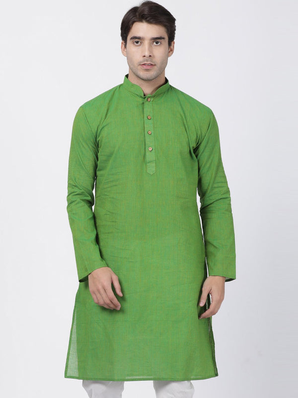 Men's Green Pure Cotton Kurta - Vastramay