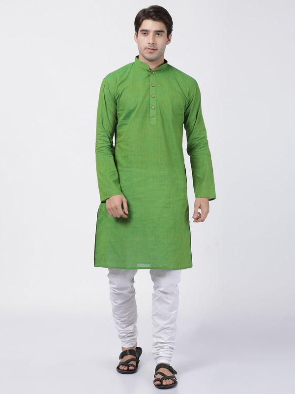 Men's Green Pure Cotton Kurta and Pyjama Set - Vastramay