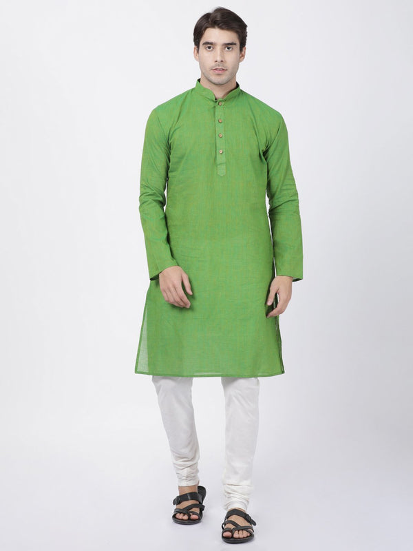 Men's Green Pure Cotton Kurta and Pyjama Set - Vastramay