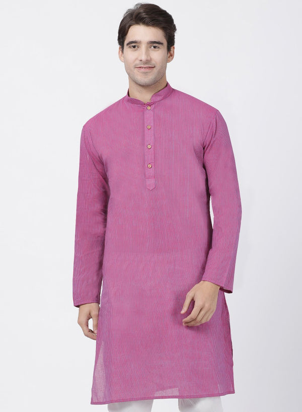 Men's Purple Pure Cotton Kurta - Vastramay