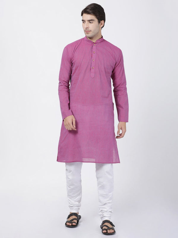 Men's Purple Pure Cotton Kurta and Pyjama Set - Vastramay