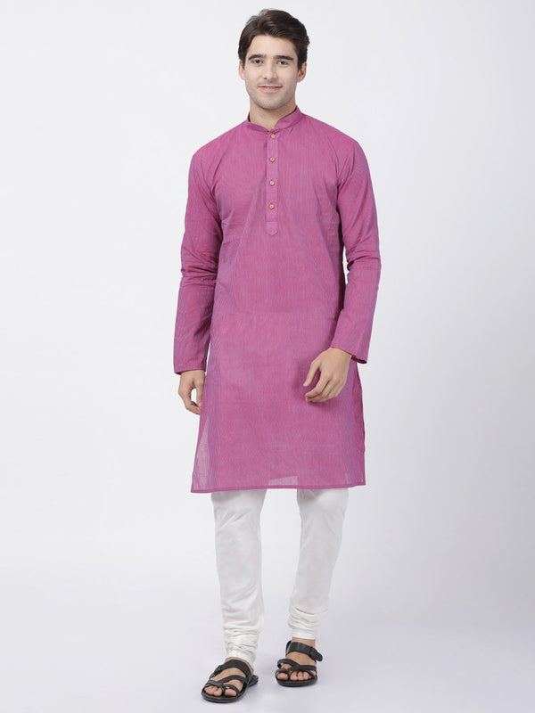 Men's Purple Pure Cotton Kurta and Pyjama Set - Vastramay