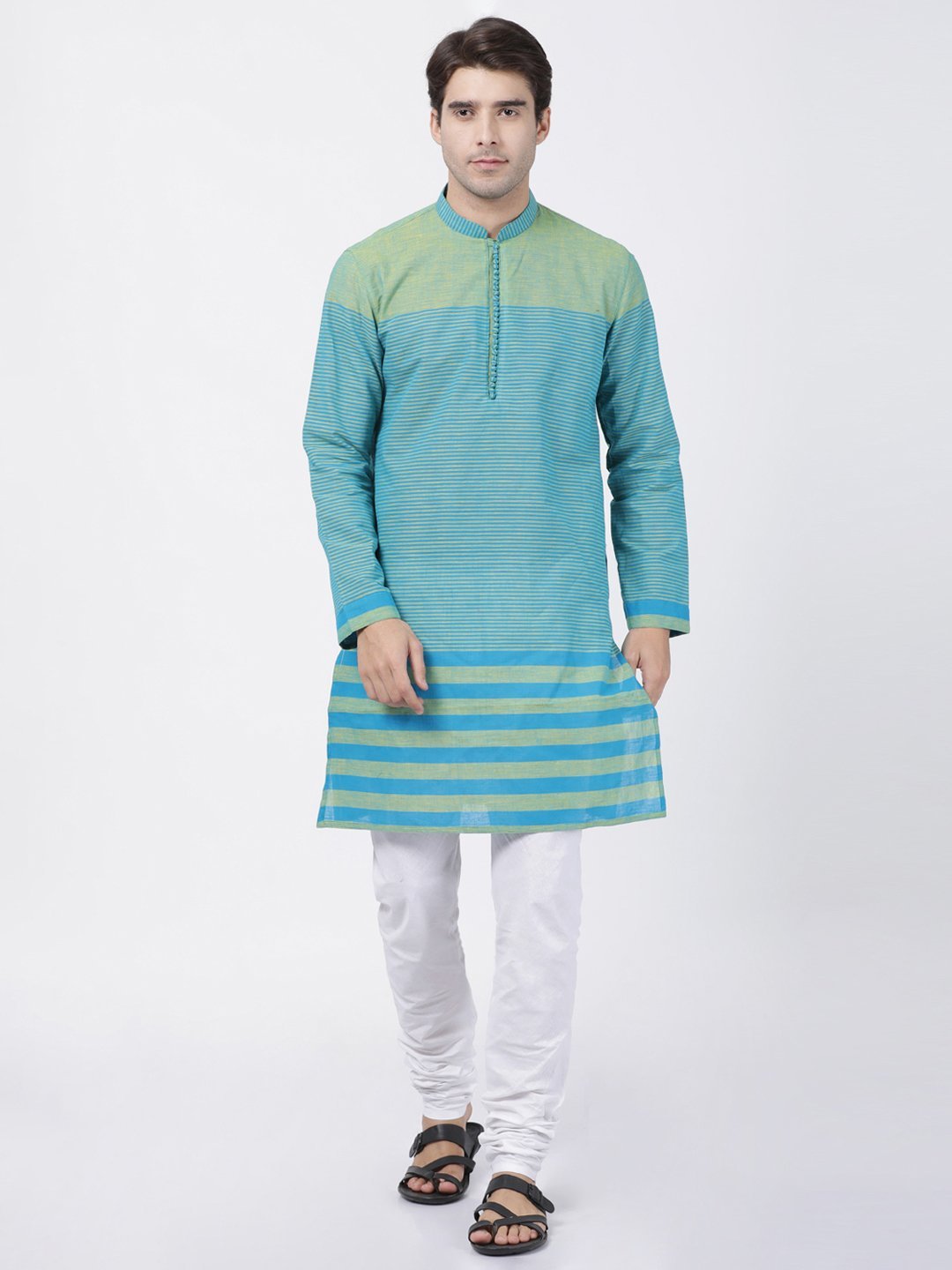 Men's Blue Pure Cotton Kurta and Pyjama Set