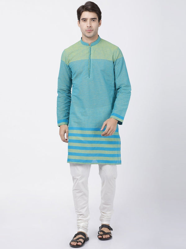 Men's Blue Pure Cotton Kurta and Pyjama Set - Vastramay