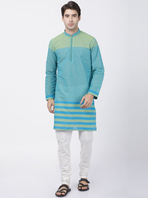 Men's Blue Pure Cotton Kurta and Pyjama Set