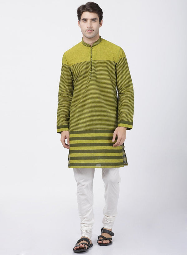 Men's Green Pure Cotton Kurta and Pyjama Set - Vastramay