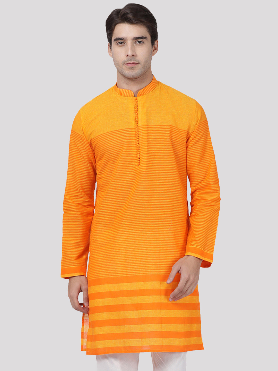 Men's Orange Pure Cotton Kurta