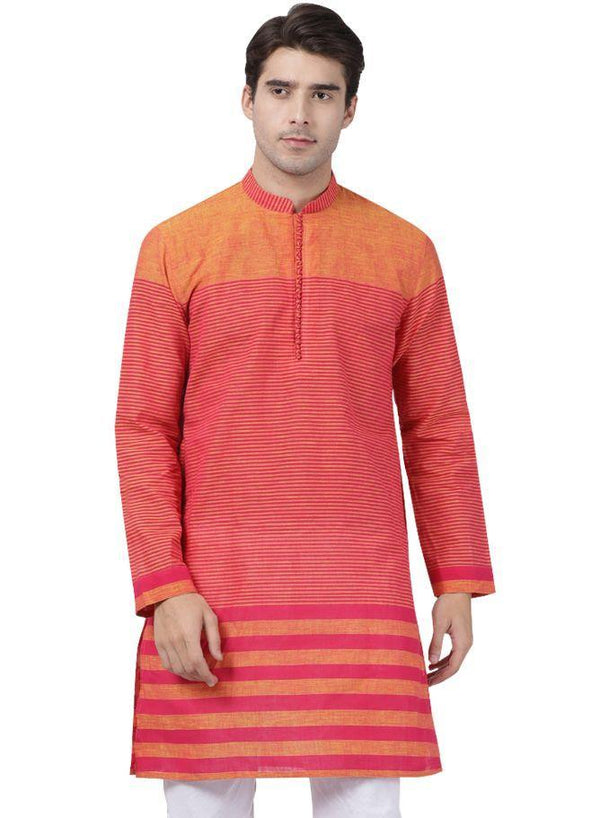 Men's Pink Pure Cotton Kurta - Vastramay