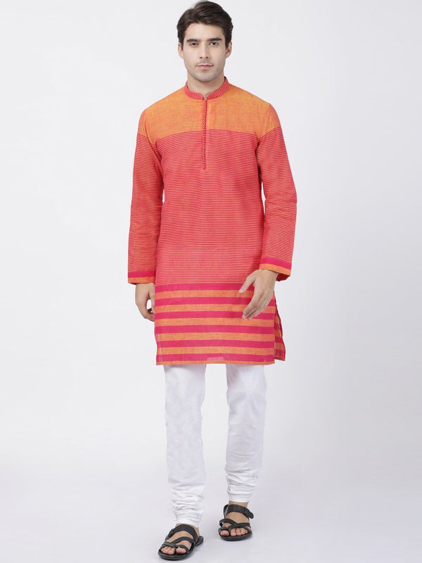 Men's Pink Pure Cotton Kurta and Pyjama Set - Vastramay