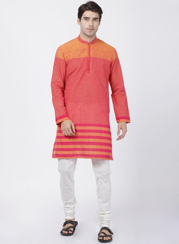 Men's Pink Pure Cotton Kurta and Pyjama Set - Vastramay