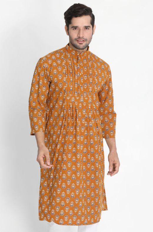 Men's Yellow Cotton Kurta