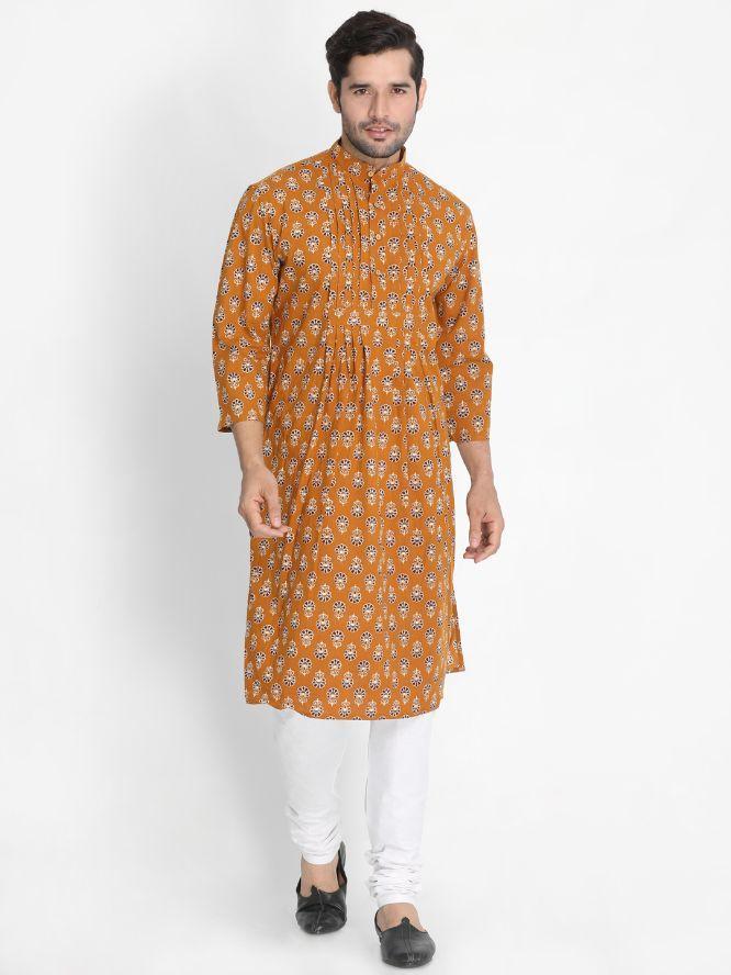 Men's Yellow Cotton Kurta and Pyjama Set