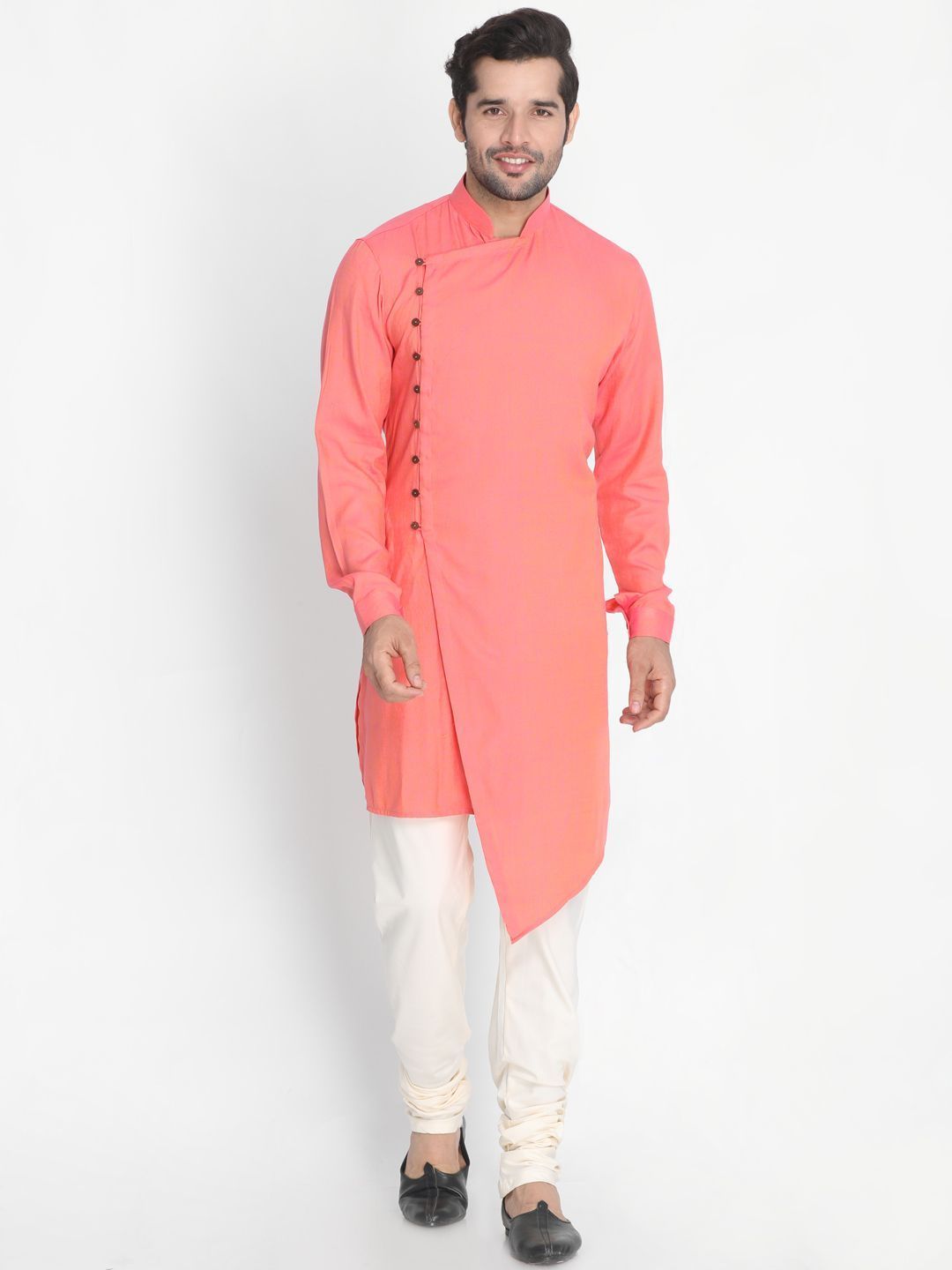 Men's Pink Cotton Blend Kurta and Pyjama Set