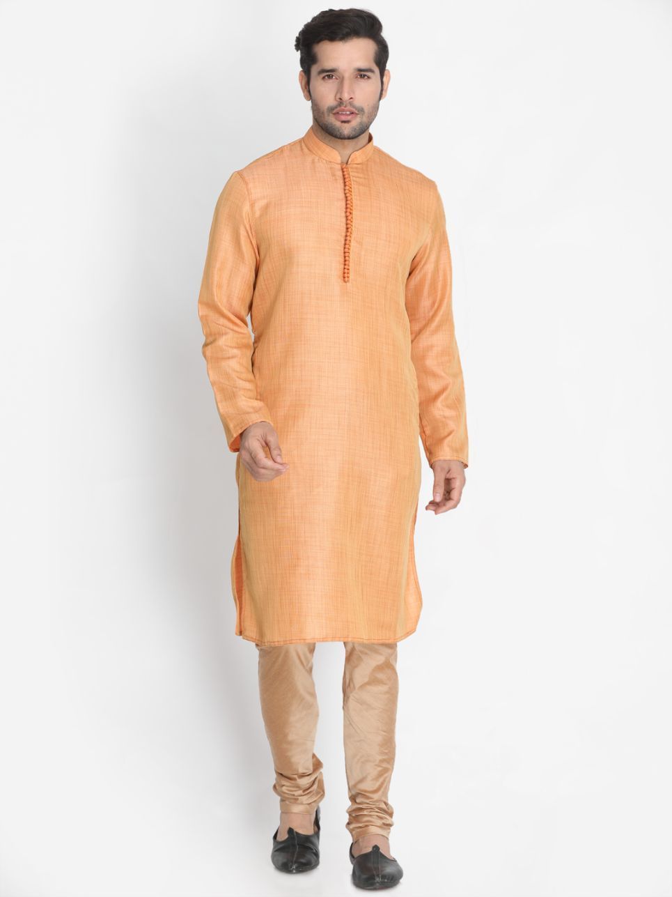 Men's Pink Cotton Silk Blend Kurta and Pyjama Set