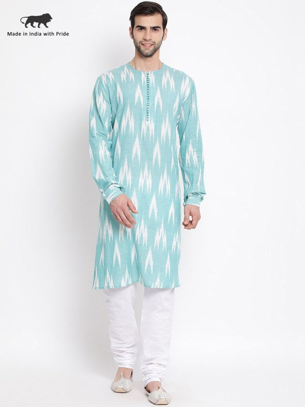 Men's Green Cotton Kurta and Pyjama Set - Vastramay