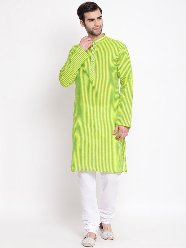 Men's Green Pure Cotton Kurta and Pyjama Set - Vastramay